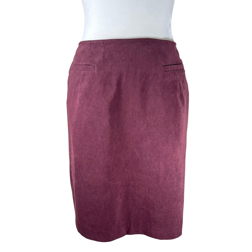 Venezia Womens Burgundy Faux Suede Pencil Skirt Plus Size 16 Minimalist Y2K